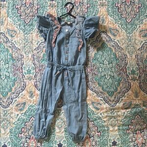 Jessica Simpson Denim Jumpsuit with Ruffle Sleeves 2T